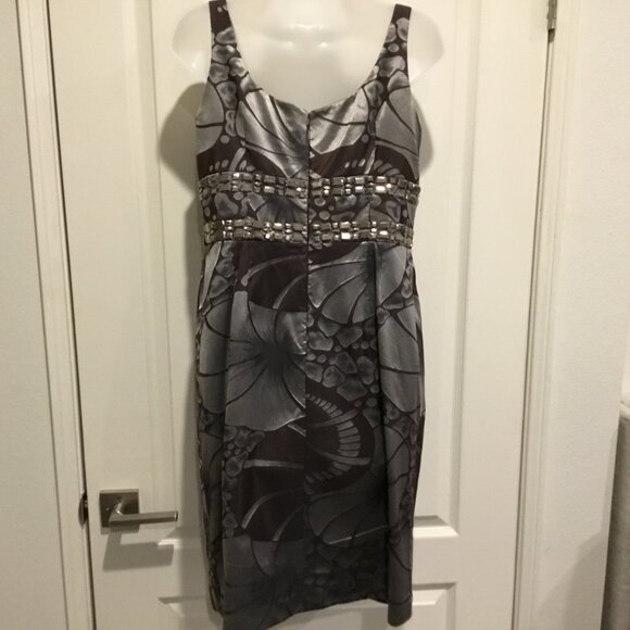 Carmen Marc Valvo Cocktail Dress Metallic Floral Gray Size 10 – Trendy, Stylish - Picture 7 of 14